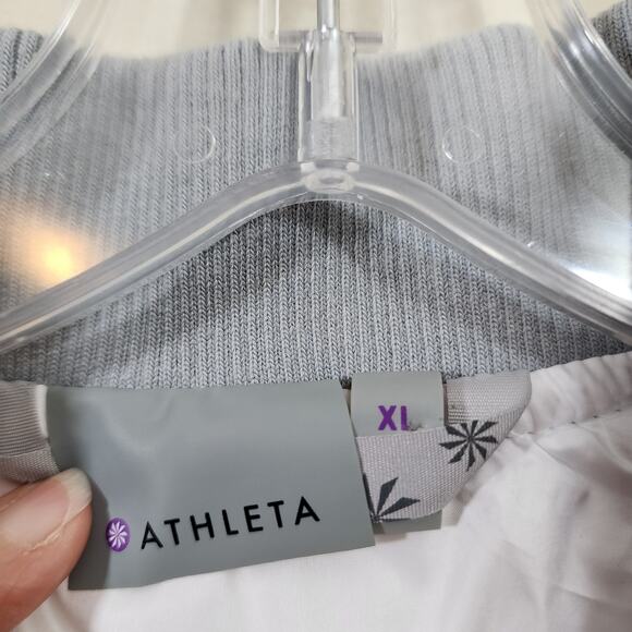 Athleta white with gray trim goose down lightweight puffer jacket womans size XL - Picture 3 of 10